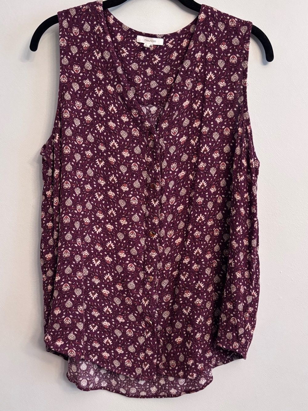 Maurices Burgundy Sleeveless Button-Front Tank